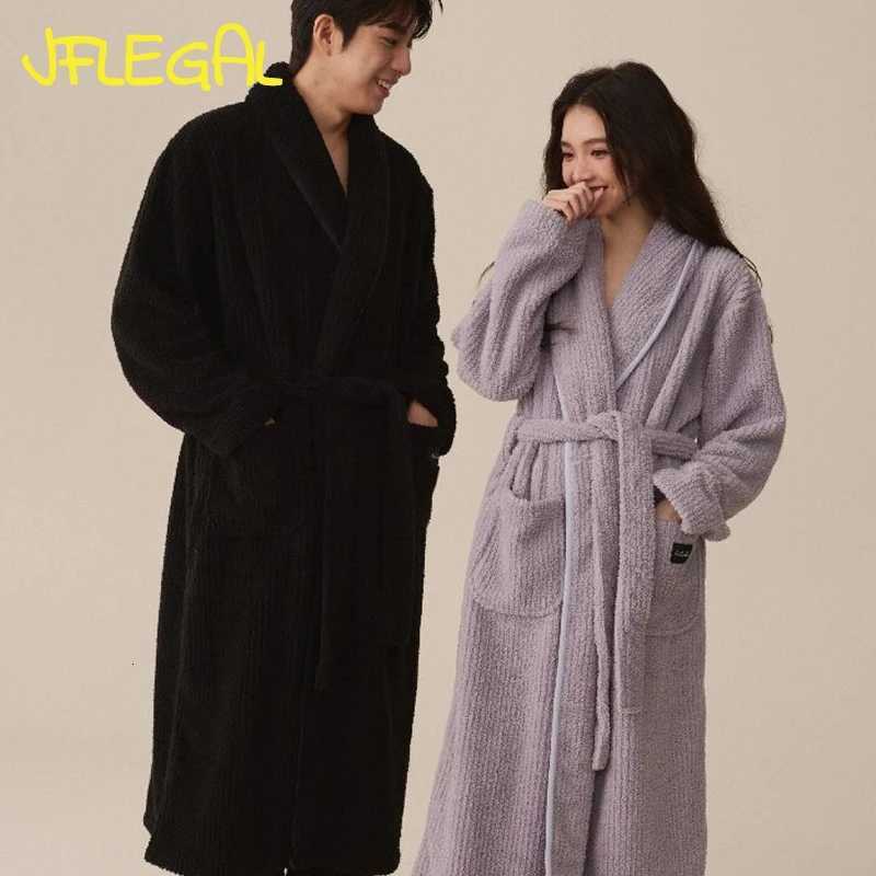 Lounge Donna Sonno JFLEGAL Camicia da notte Donna Autunno e Inverno Coral Fleece Accappatoio da uomo Coppia Pigiama Accappatoio lungo e spesso szlaf