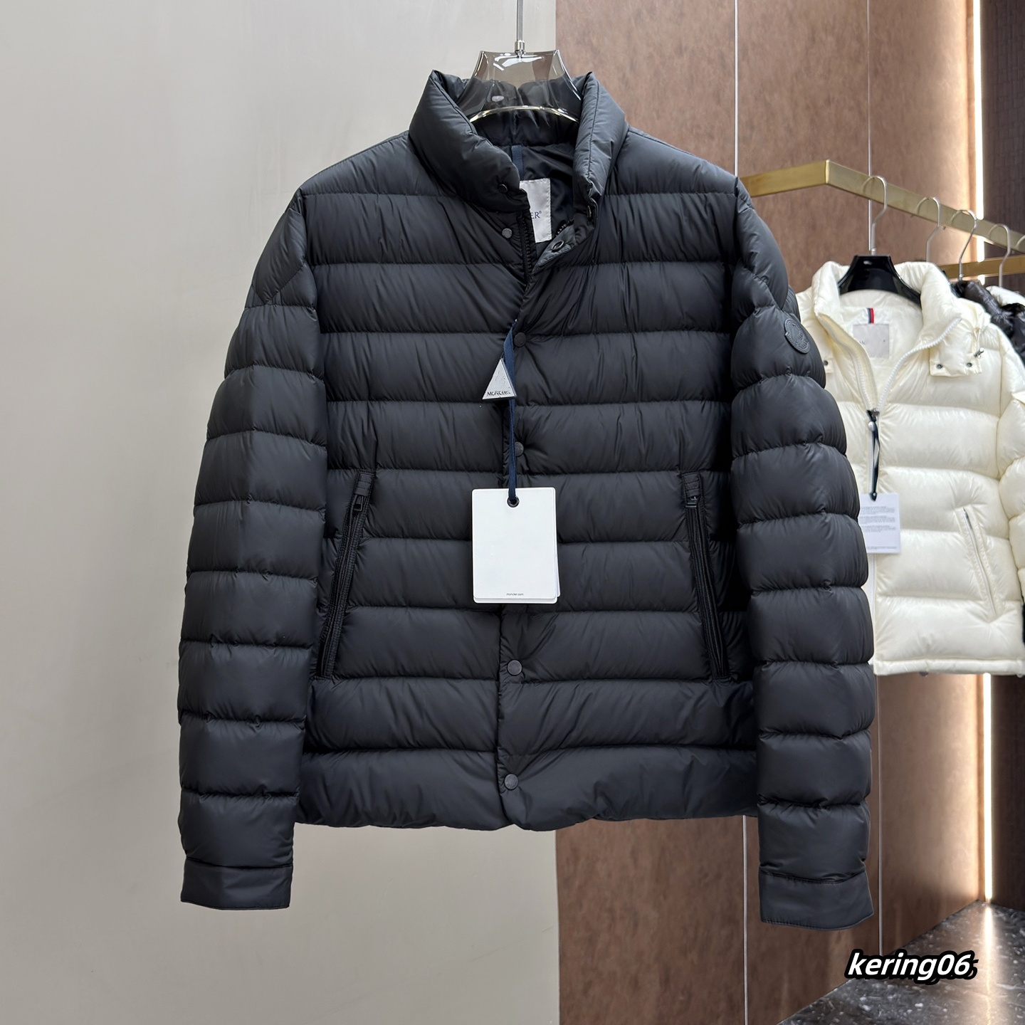 Designer Mens Short Down Jacket Stand Collar Quilted Puffer Coat Lightweight Winter Warmth Black Navy XXXL