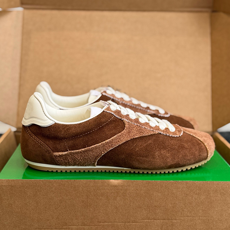 Fashion Designer Mens Shot Sneaker Top Luxury Dark Brown Suede Low Top Lace German Training Shoes Mans Womens Outdoor Classic Dressing Couples Sport