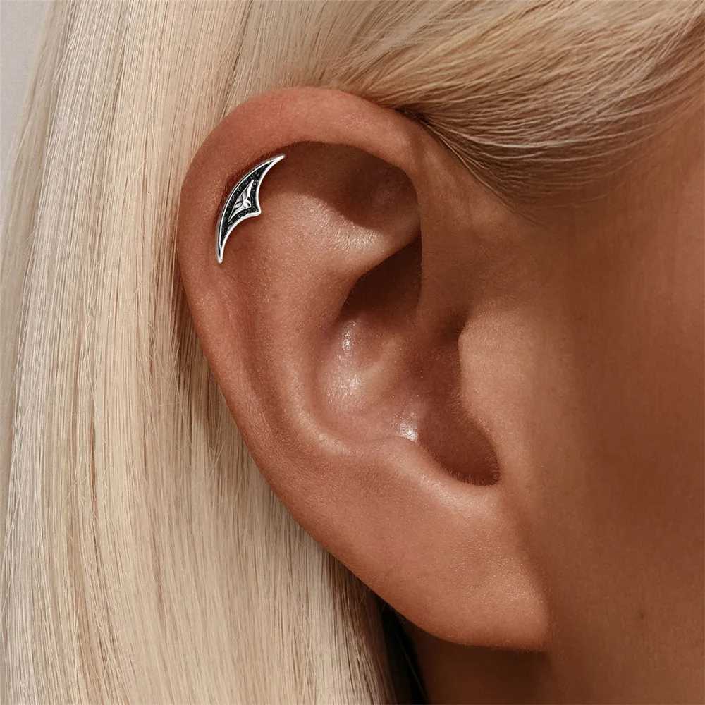 AIDE 925 Sterling Silver Stud 1Pc Shiny Geometric Sailboat Hidden Helix Piercing Earring For Women Punk Jewelry Personalities Fashion N260923