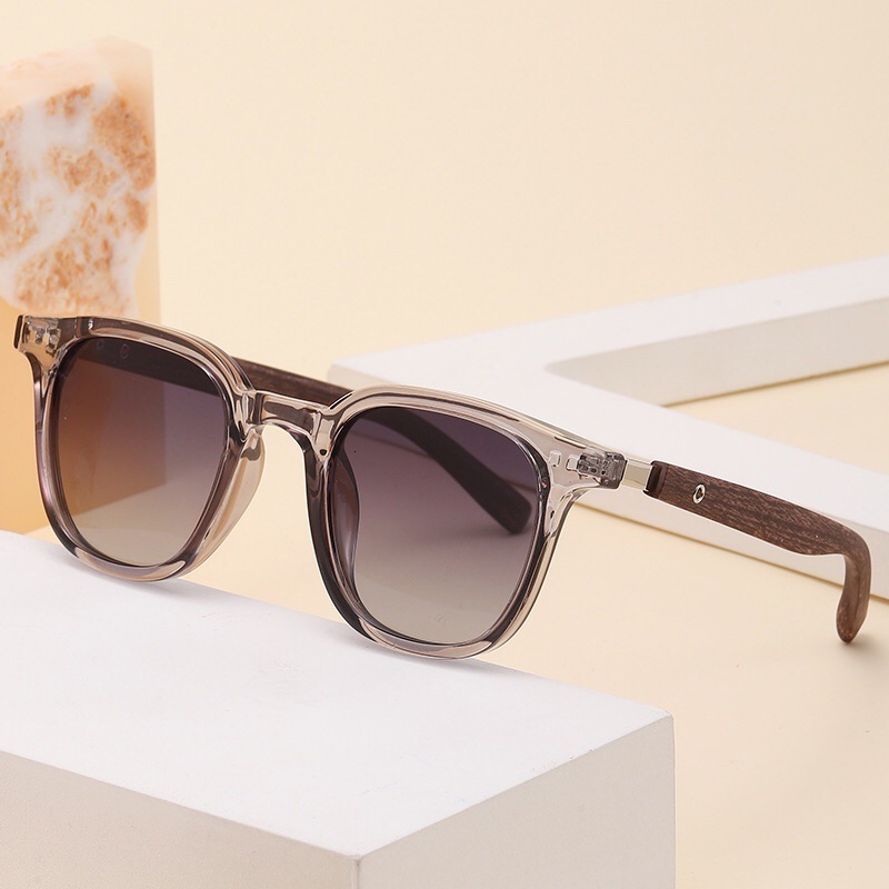 Luxury Brand Designer Sunglasses Korean Style Square Frame Polarized Men, Outdoor Driving Special, Prescription Glasses, Vacation Beach Wood Grain L