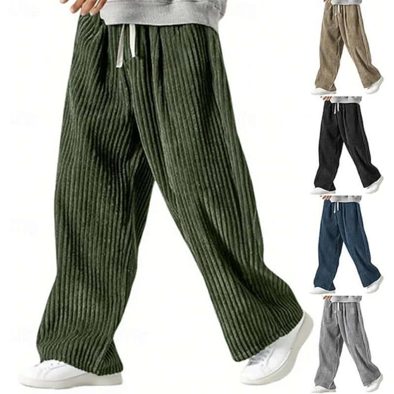 Pantalones Cargo rectos con estilo para primavera y verano, pantalones de pana con textura informal para hombre, pantalones sueltos de ocio diario,