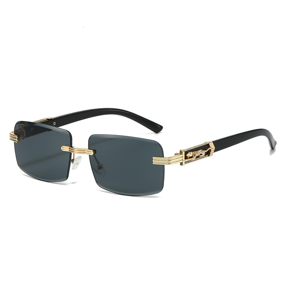 Luxury Brand Designer Sunglasses Hot-Selling Square Frameless Glasses Fashion Leopard Simple Unisex Wholesale Sunglasses