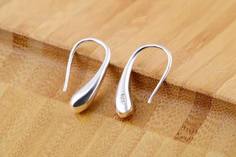Sterling 925 Stud Silver New Fine 27MM Water Drop Earrings Elegant Women Fashion Charm Wedding Jewelry Gift N260923
