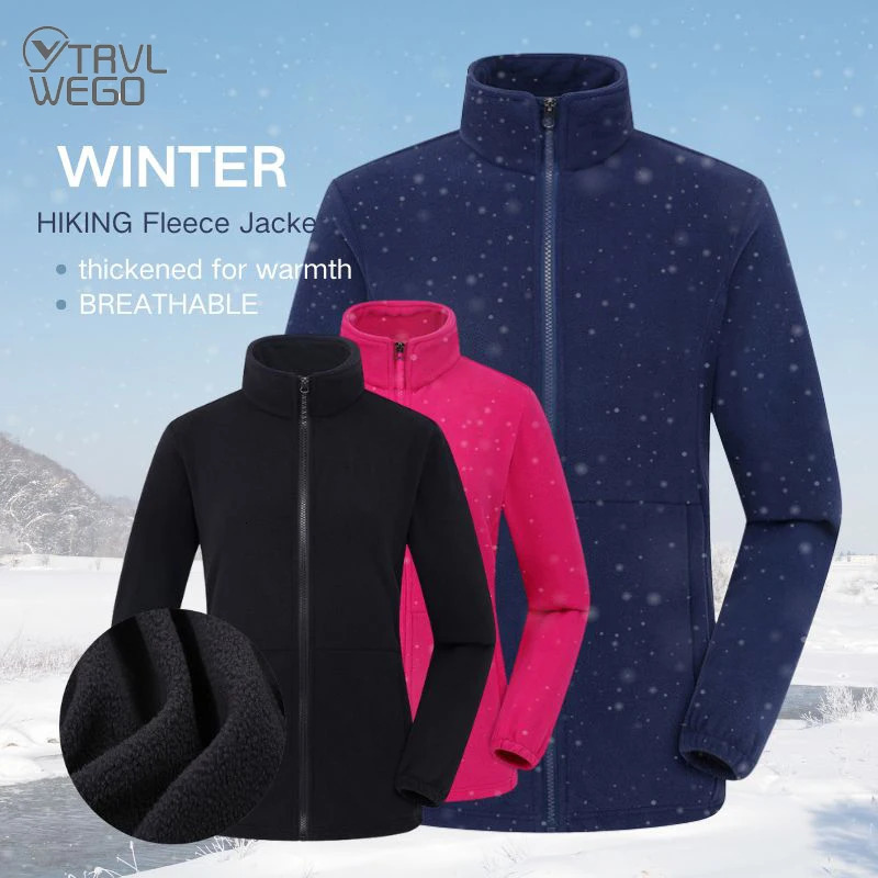 TRVLWEGO Men Womens Fleece Hiking Thermal Jackets Outdoor Sports Climbing Trekking Camping Thickened for Warmth Coats 260924