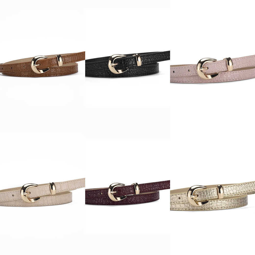 Gold-Buckle Light Belts Trendy Crocodile-Patterned Retro Embossed Buckle Belt Fashionable Unique Artistic and Versatile Womens Belt J260923