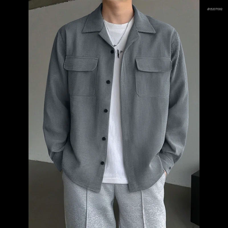 Corduroy Lapel Work Cardigan Long-sleeved Shirt Men's Loose Versatile Top