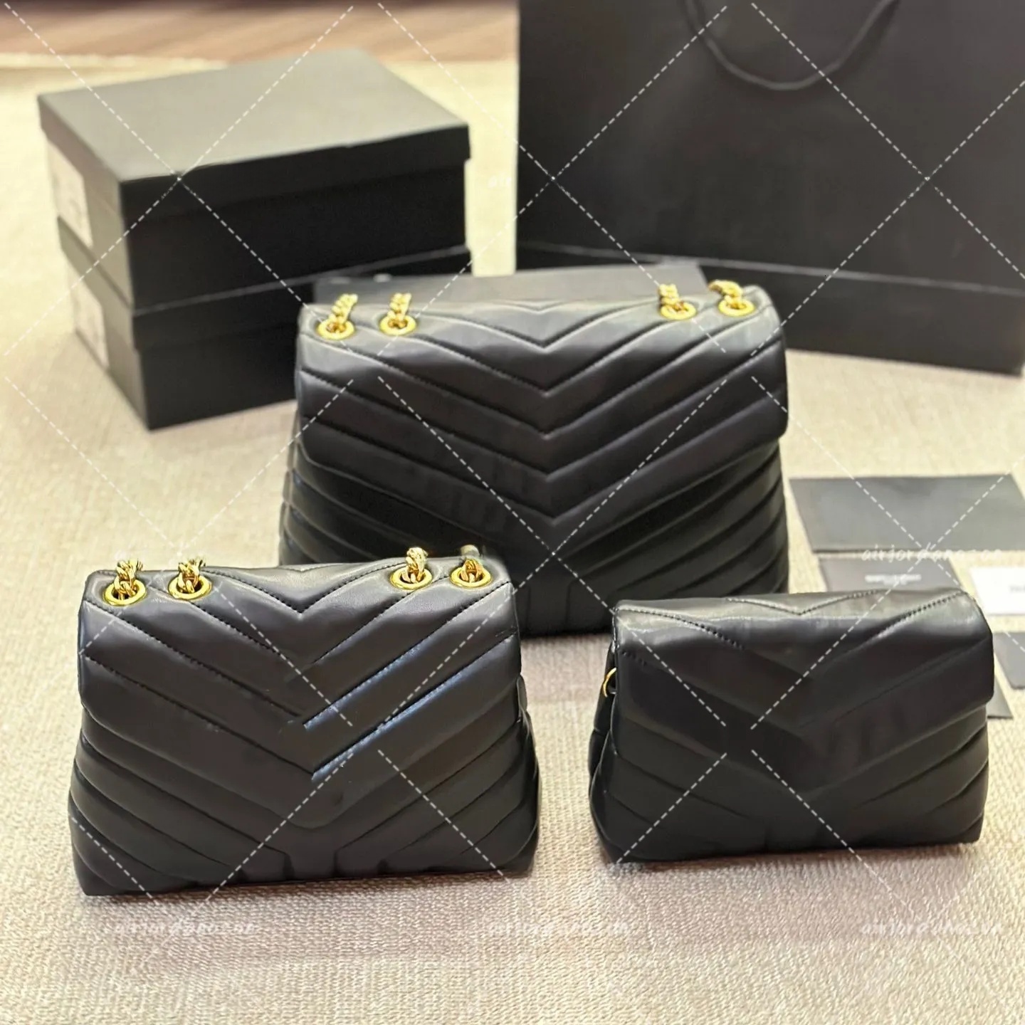2026 New New Crossbody 3 Sizes Loulou Shoulder Black Golden Chain Outdoor outdoor Bags Women Luxury Leather Purses Designer Woman Suede Outdoor Hand