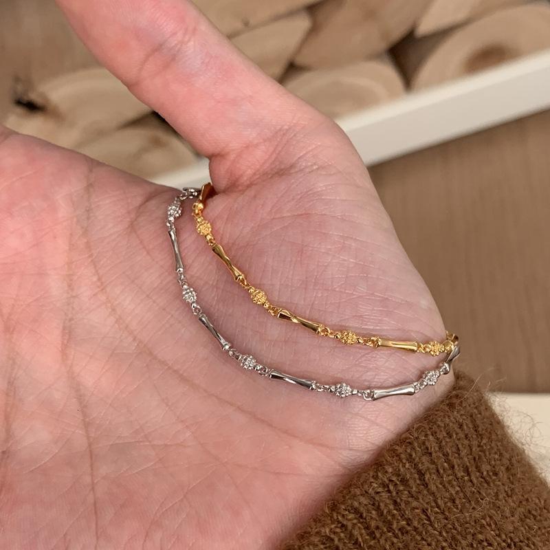 VITAJEW Silver Fashion Simple Glossy Bamboo Bracelets For Women Light Luxury Style Charm Chain Bangles Party Wedding Popular Jewelry
