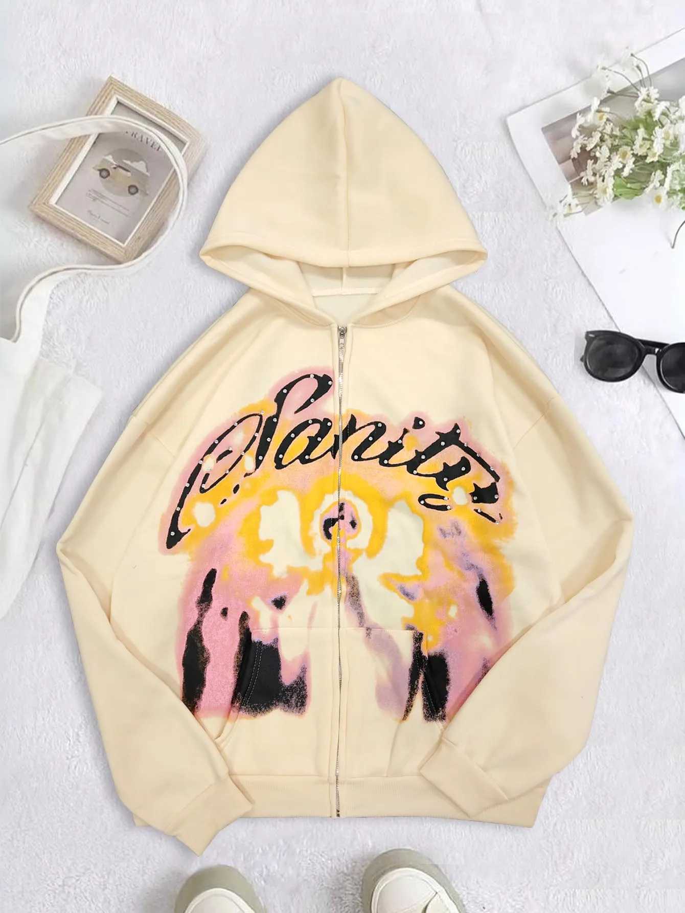 American Retro Autumn And High Street Design Hooded Cardigans Men And Women Harajuku Aesthetics Hooded Sweatshirt Jkets T260923