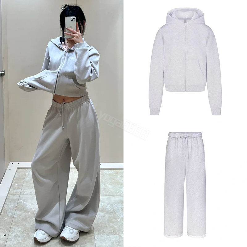 Quality Skimlys Sets Womens Set Outfit Classic Zip Up Hoodie Pink Jacket Full Zip + Pants Sweatpants Long Clothes Outfit Sports Sportswear tees tees