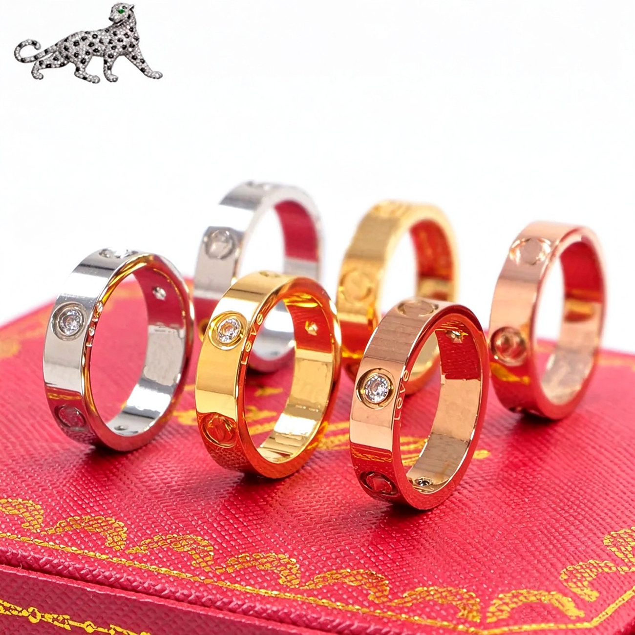 Luxury Brand Love Women's Designer Couple Jewelry Ring Titanium Steel Diamond Casual Fashion Street Classic Silver Rose Gold Optional