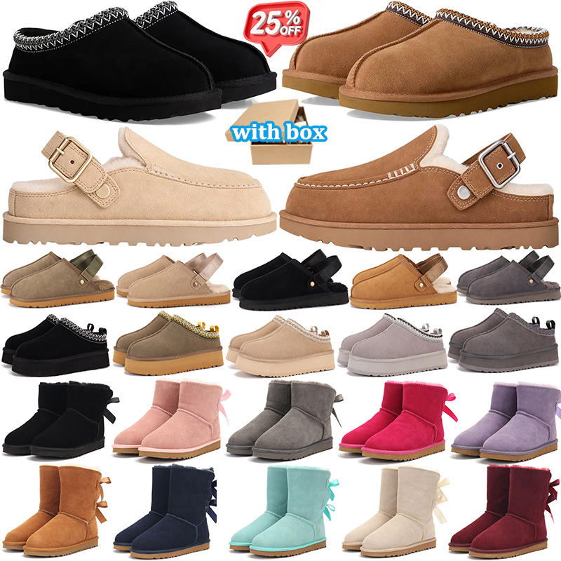 with box evelina clog designer slippers women sandals winter australia snow fur boot classic mini ankle platform booties comfortable warm shoes