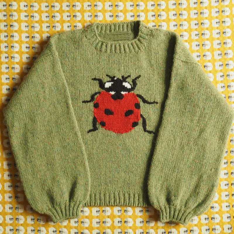 Women's Sweaters Vintage Cartoon Jacquard Knit Sweater Soft Women Lazy Pullover Autumn Winter Long-sleeved Top Sweaters Jumpers Pullover H26092