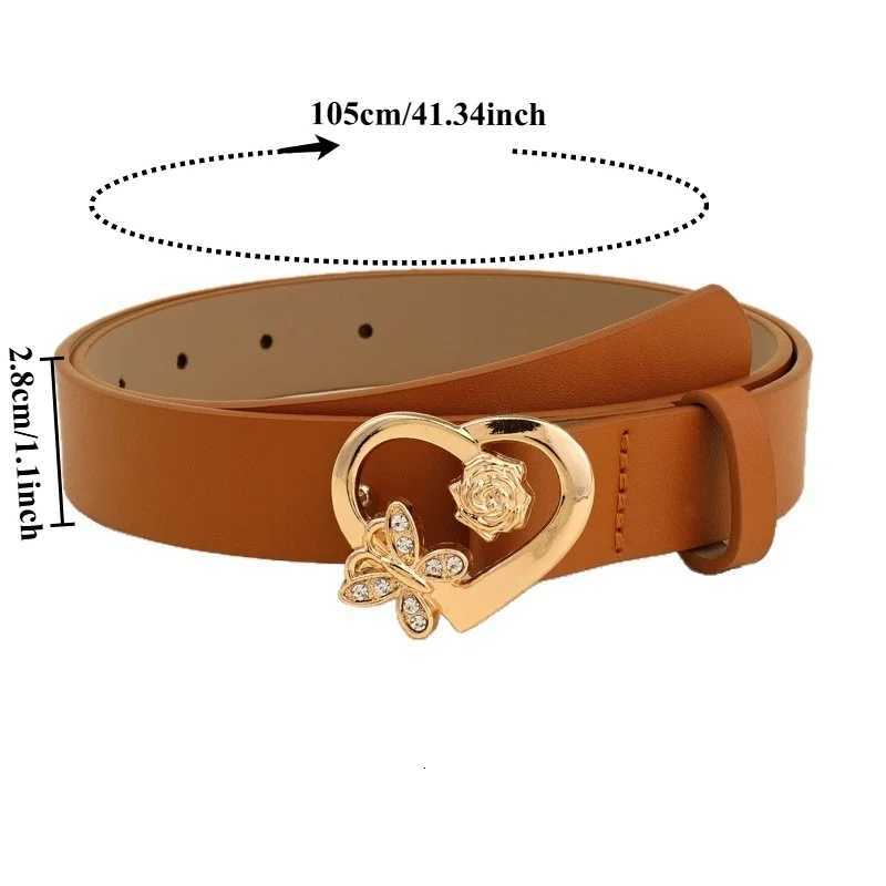 Fashionable Heart-Shaped Rhinestone Womens Belts Buckle Belt Trendy Unique and Sophisticated Decorative Belt for Dresses and Jeans N260923