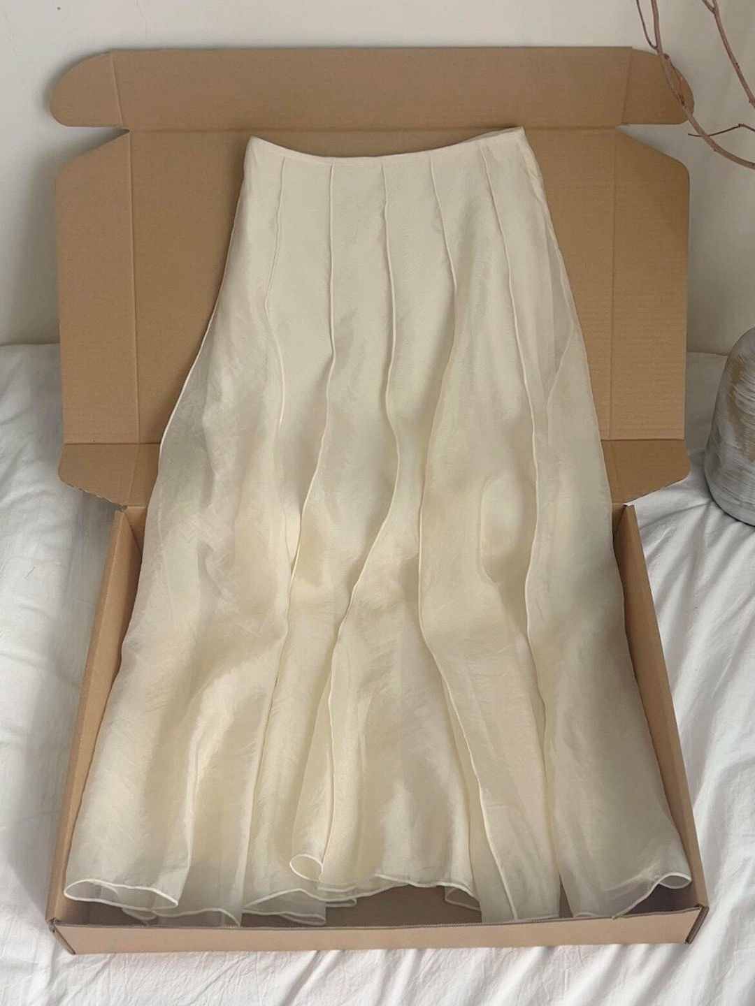 Nanyou Luxury Half-length Skirt Beige Spring Summer High-waist Slim A-line Pleated Lace Trim Mid-length Korean Style Women's ...