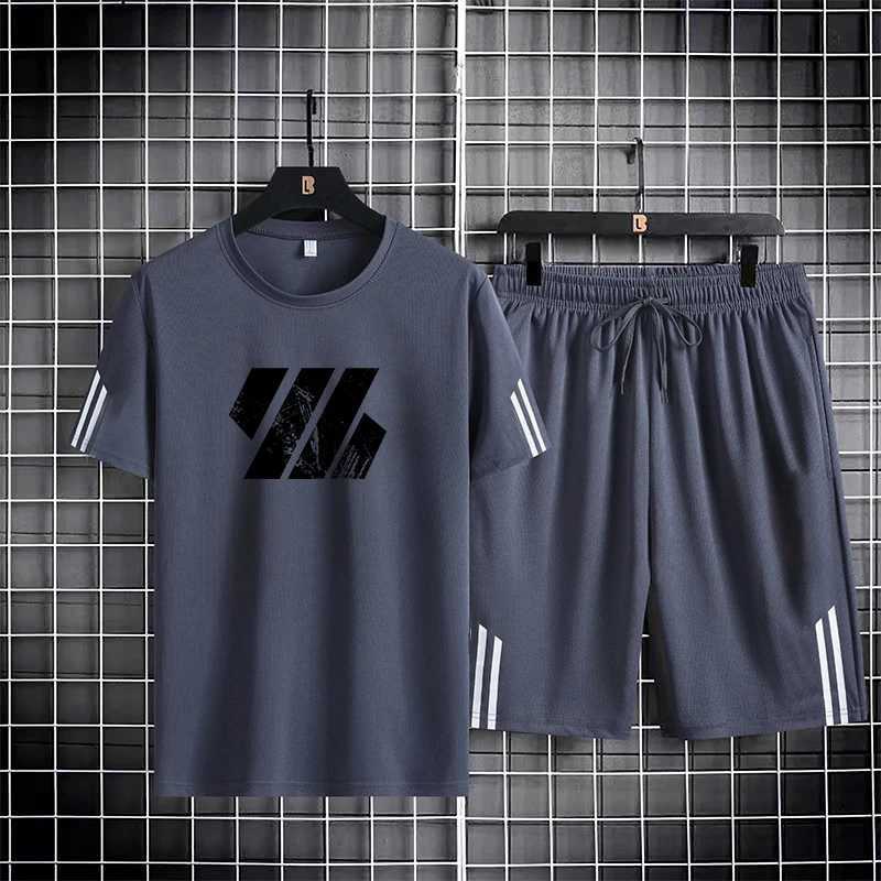 M-5XL Men's and women's short sleeved sports set summer thin breathable mesh quick drying outdoor running two-piece set T260924