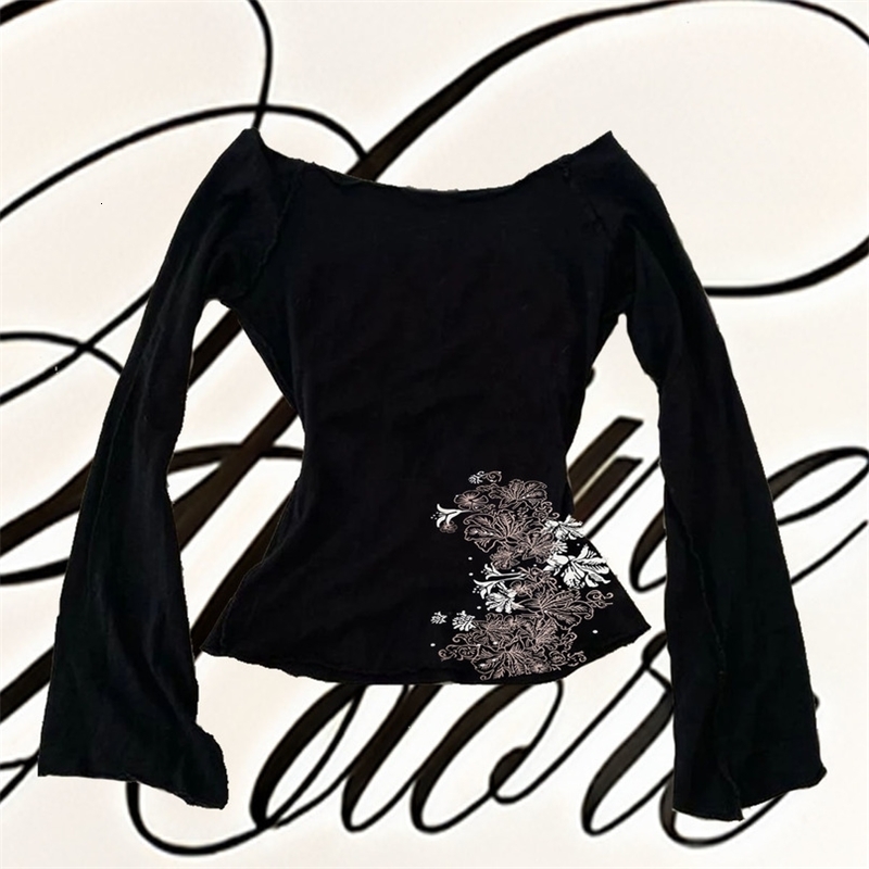 Womens autumn and winter long sleeved slim fit daily versatile floral print simple base shirt 260907