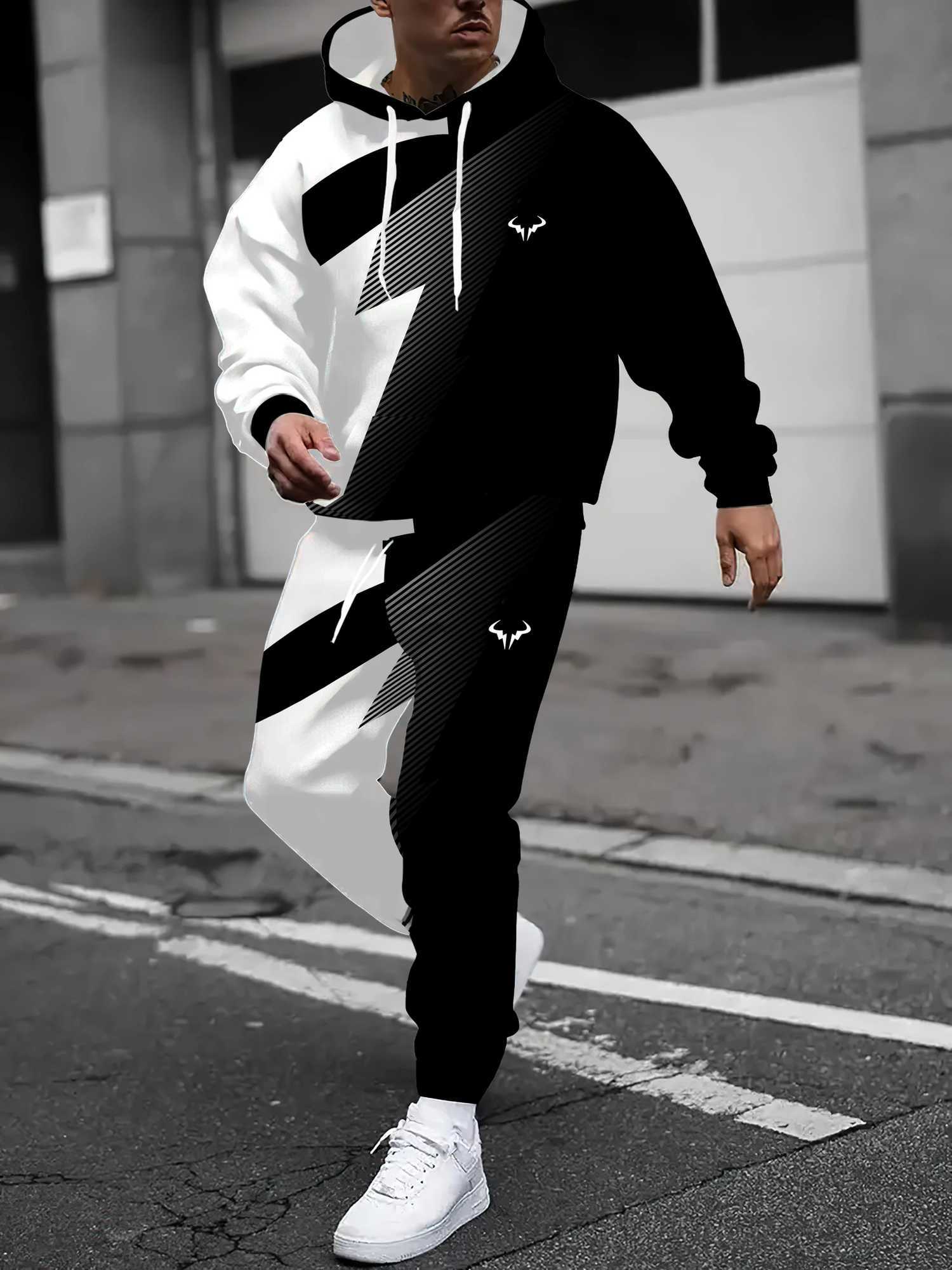 The new men's hoodie set for Spring and Autumn 2025 is comfortable soft casual and fashionable with 3D printing T260924