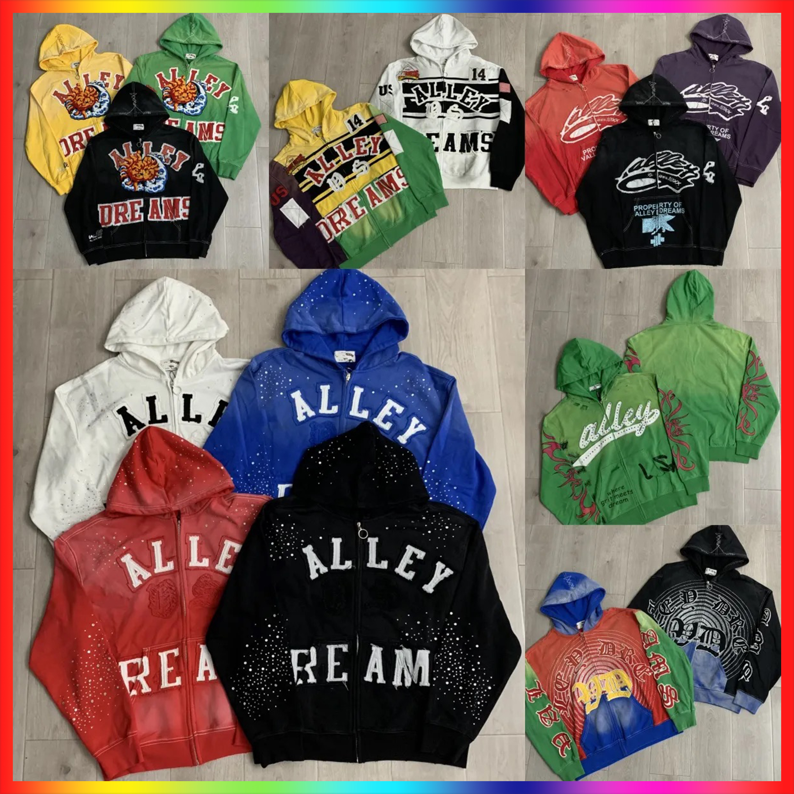 10A 2026 Designer Hoodie Fashion valley hoodie zip up Jacket Unisex valley dreams shirt Washed Pullover Embroidered Fluffy Foam Graffiti Jacket Slow