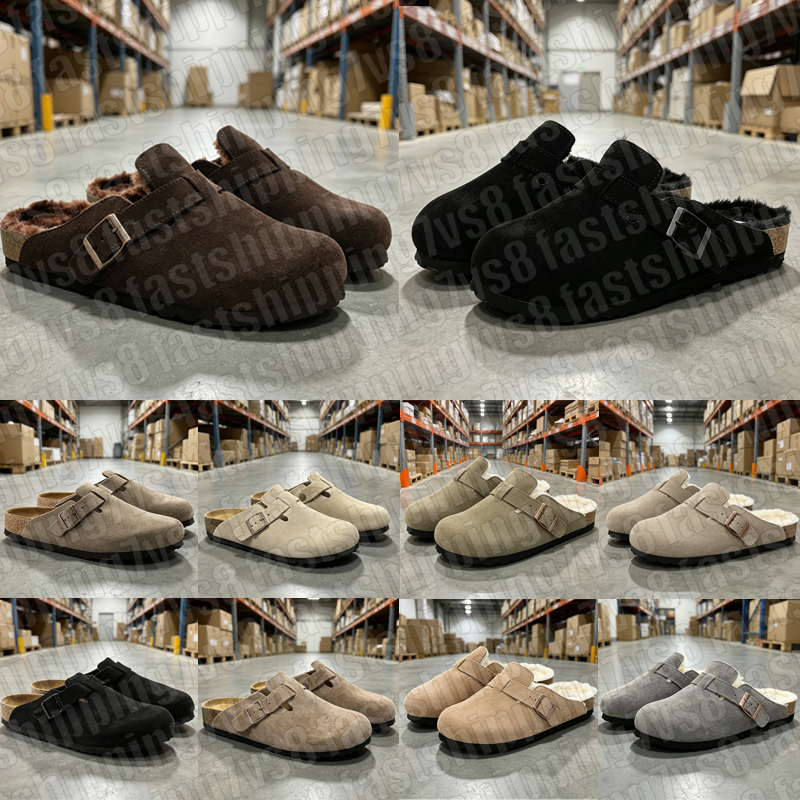 Sandales mules homme femme taupe en daim avec boîte style designer semelle confortable