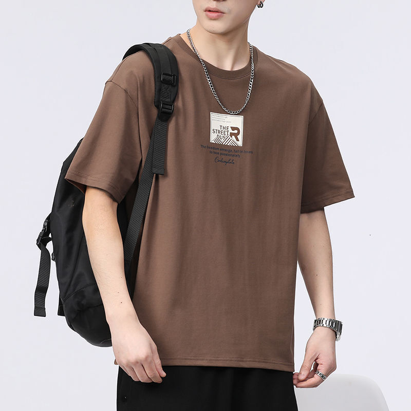 Men's short-sleeved undershirt, summer thin pure cotton casual trendy loose and breathable T-shirt, fashionable men's clothing, versatile