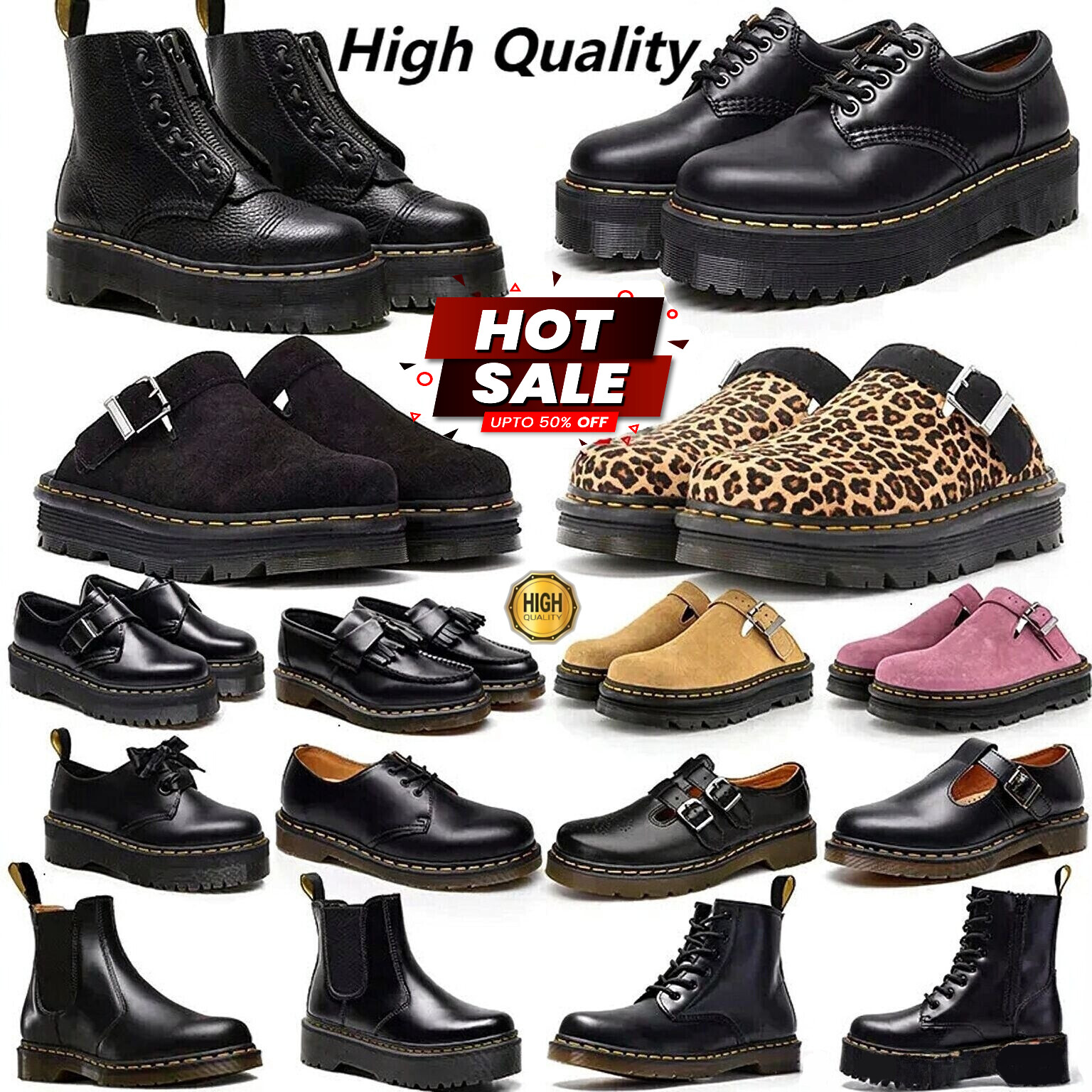 1460 Mens Womens Boot Chunky Heel Ankle Sandals Martin Boots Mules Slides Nubuck Leather Anti Slip Sole Vintage Shoes 36 45