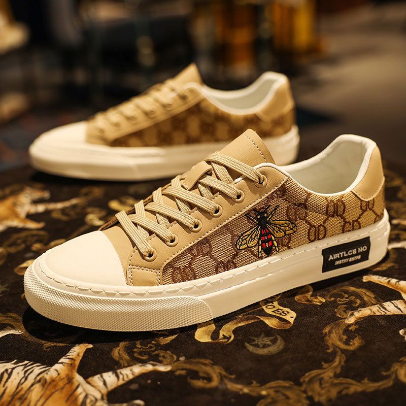Unisex Vintage Print Canvas Sneakers Lace Up Round Toe Breathable Casual Street Walking Flat Shoes Plus Size