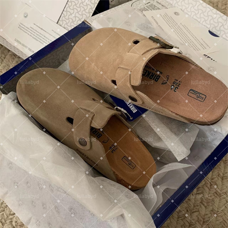Clogs Slippers Boston for Men Women Sandals Designer shoes Arizona Soft Suede Slippers Flat Summer Leather Slides Casual Shoes Outdoor Slide