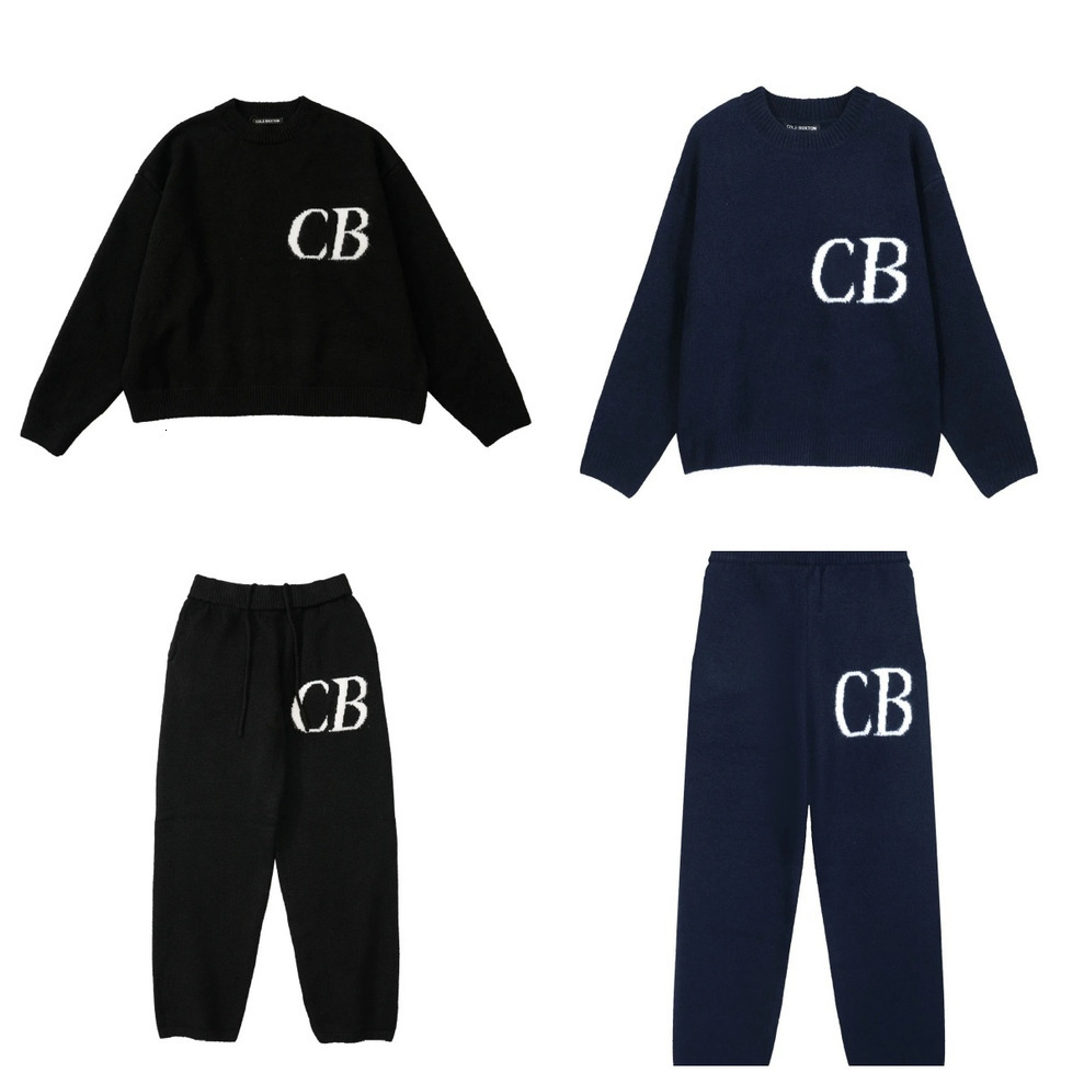 Cole Bucton Men's Hoodie Loose CB Embroidery Clothes Woolen Jacquard Sweater Crew Neck Knit Pullovers Casual Summer Black Designer Shirt Pants