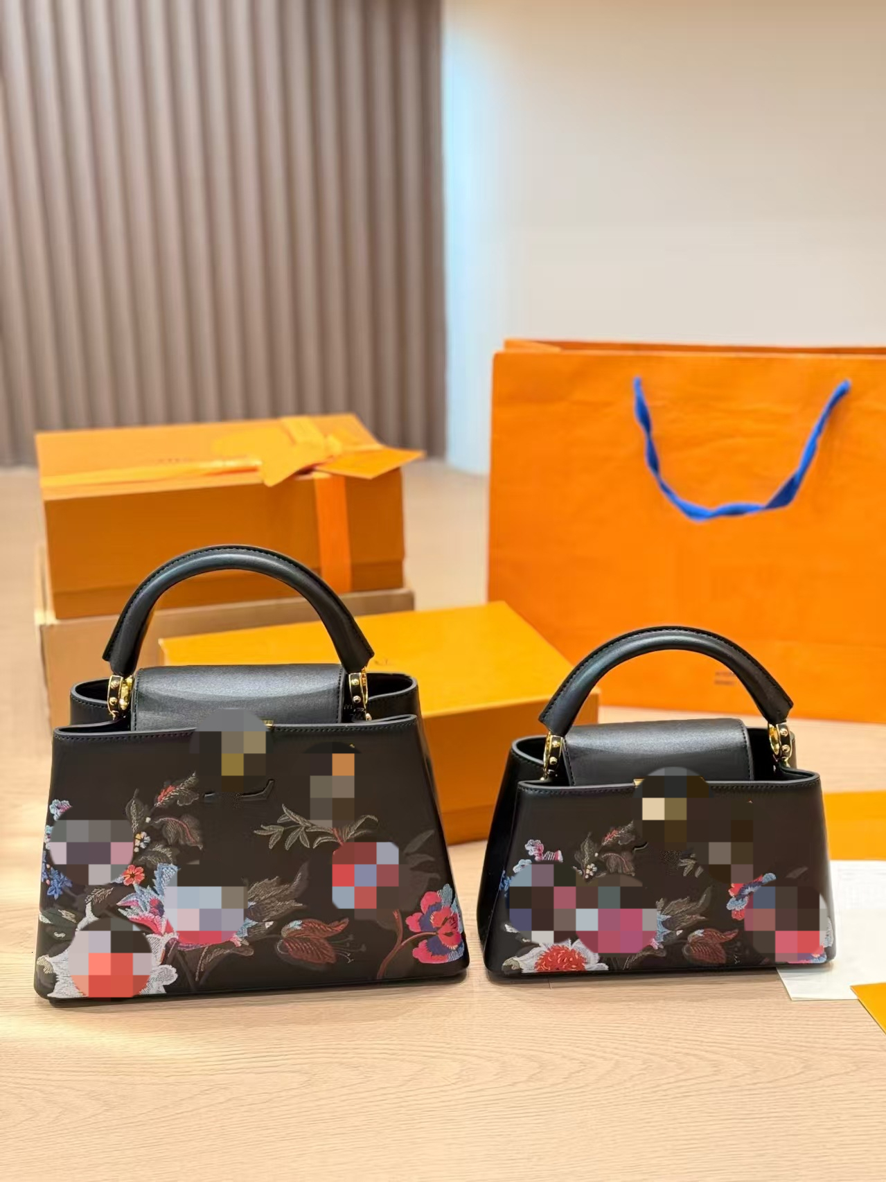 (Complimentary brand-matched belt) Inspired by Luxury brand L Designer's capucines Chain Bag Large Capacity Cowhide Shoulder Crossbody Handbag
