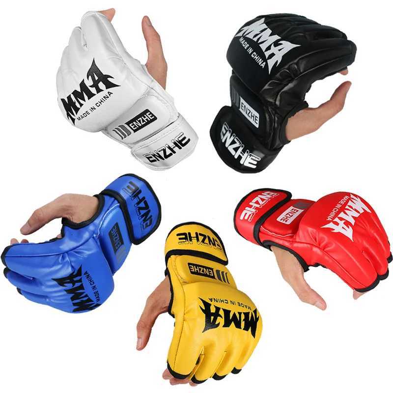 Protective Gear 5 Colors Thick Boxing Gloves MMA Gloves Half Finger Sanda Taekwondo Fight MMA Sandbag Gloves Professional TKD Training Equipment Q26