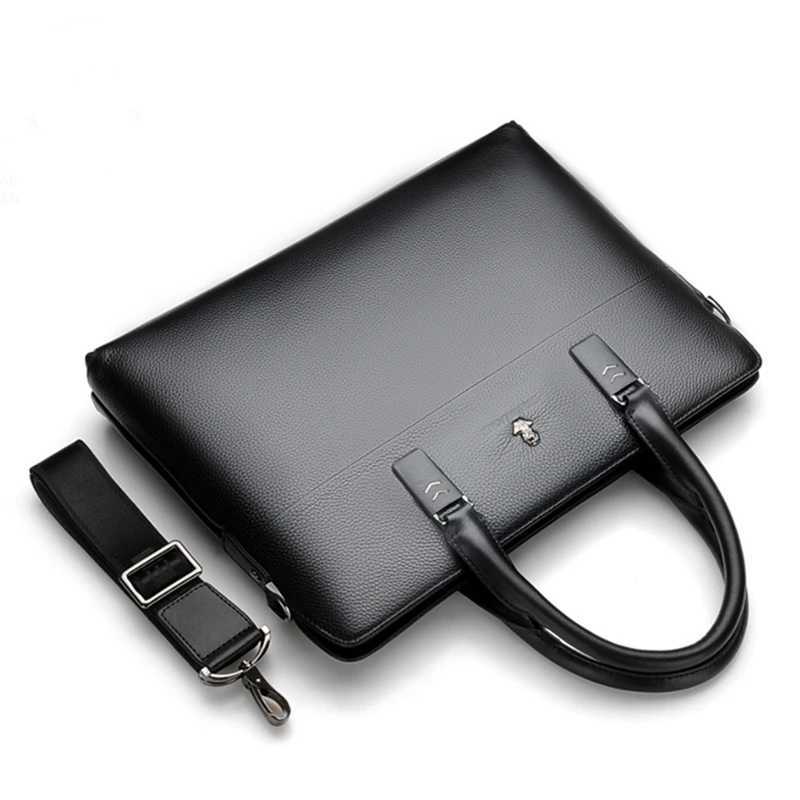Briefcases 2026 Genuine Leather Men's Briefcase Handbag Fashion Computer Shoulder Messenger Bag Casual Horizontal Vertical H260923