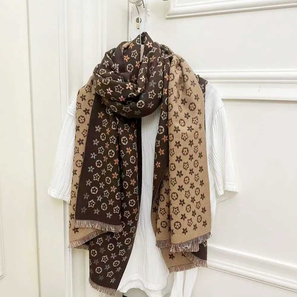 Fashion 2026 New Scarf Women High-end Sense Versatile Warm Imitation Cashmere Shawl Winter Simple Floral Double-sided Wraps D260923