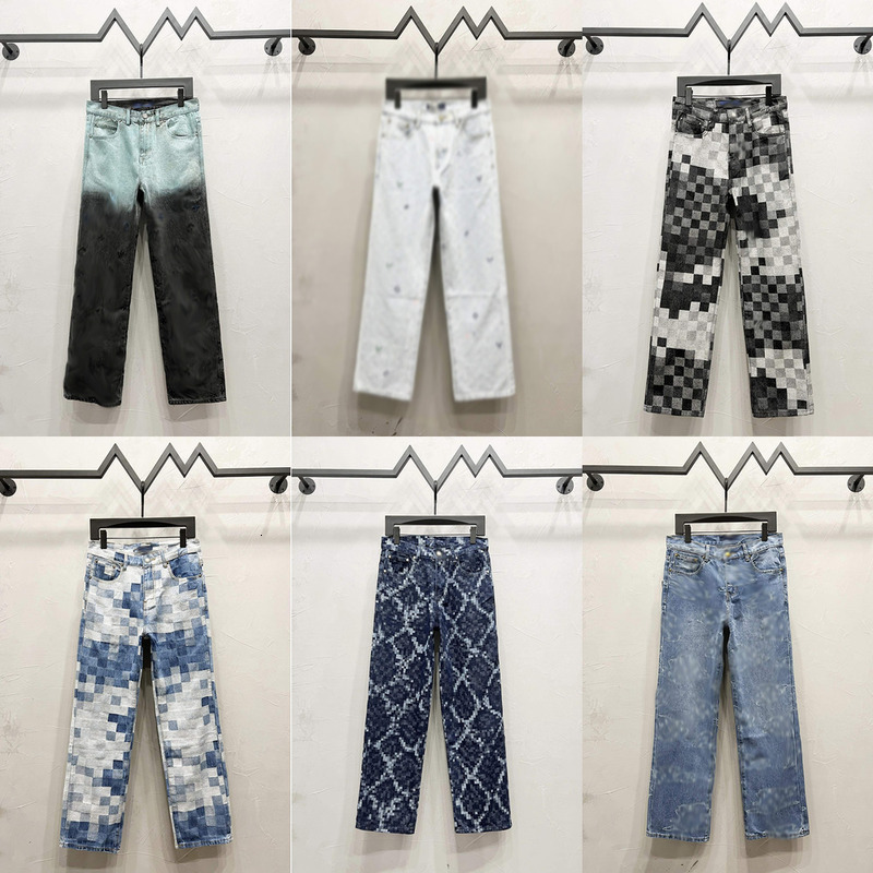 Quality LVSMen's Jeans Designer Denim For Mens Baggy Full Printed Cotton Fashionable Trendy Street Hip hop Pants