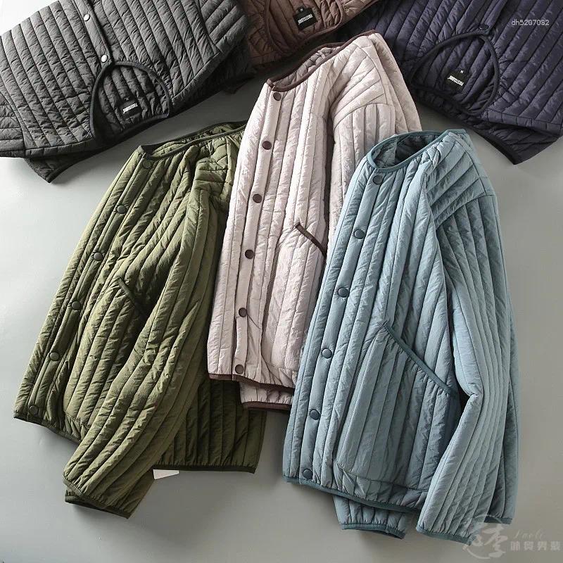 Winter Men Solid Color Casual Liners Coats Male Lightweight Cotton Padded Jackets Loose Warm Outerwear G545