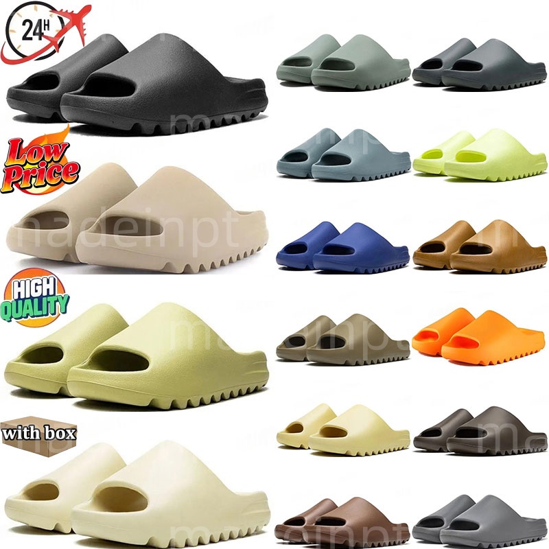 With box Designer Slides for Mens Womens Slippers Sandals Onyx Cinder Sand Bone Resin Stone Sage Slate Grey Vermilion Slide Slipper Summer Beach San