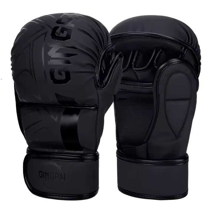 Protective Gear Half Finger Professional Boxing Gloves PU Leather Thickened Punching Bag Gloves for Adult Kids Karate Muay Thai Boxing Equipment Q26