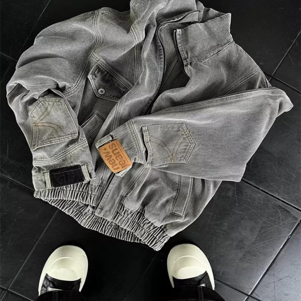 Niche Trendy Brand Deconstructed Washed Heavy-duty Reversible Split Loose Denim Unisex American High Street Jacket Spring Autumn