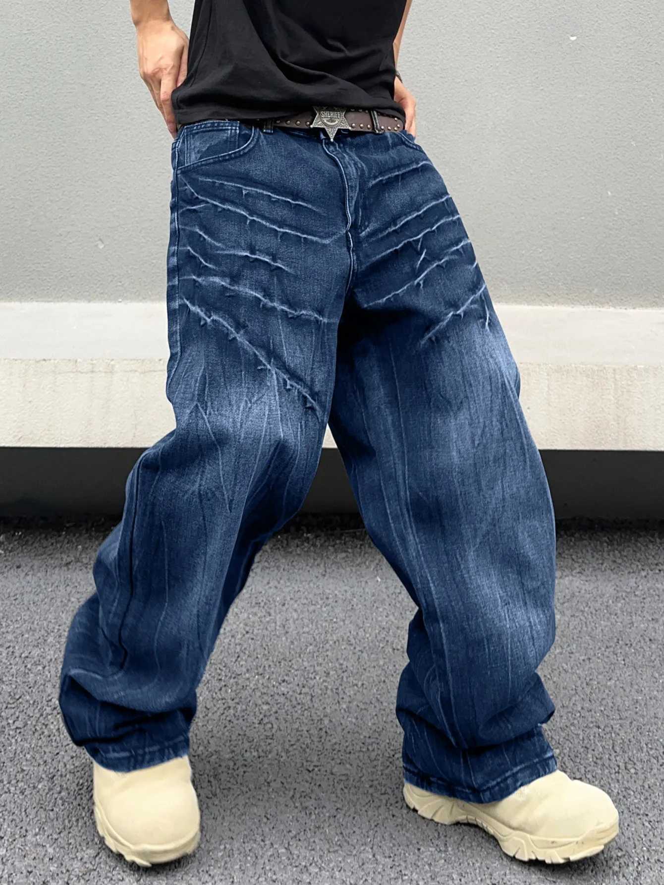 Men's Jeans Street Style Y2K Wide Leg Pants For Men Baggy Vintage Versatile Men's Trousers Suitable For All Seasons Belt A S260924XRLA