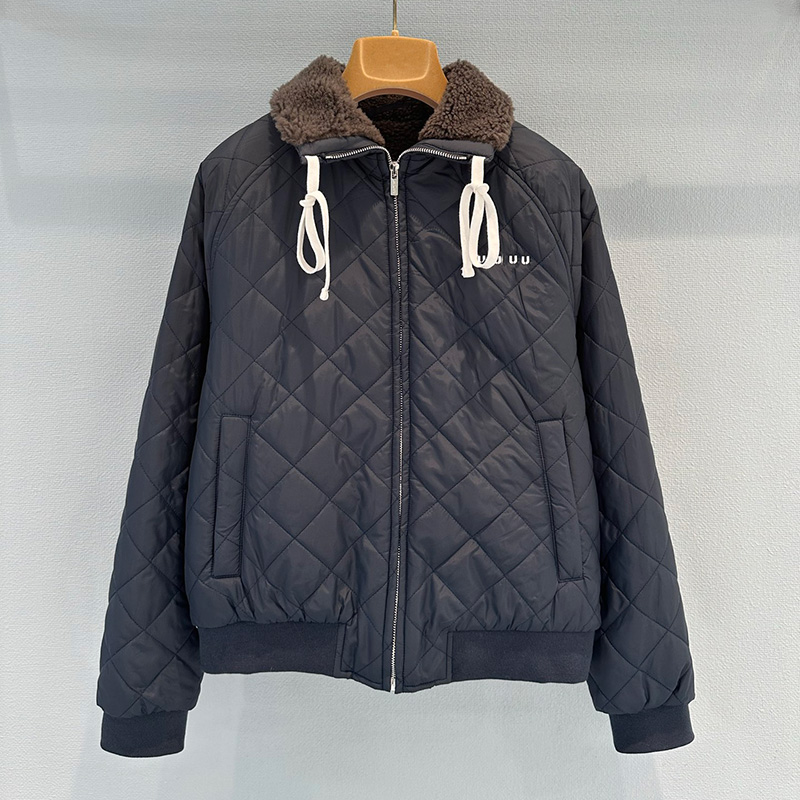Fleece Plaid Warm Outerwear Women Zipper Loose Fit Drawstring Unisex Black Bomber Jacket Fall Winter Thick Versatile Outdoor Jackets
