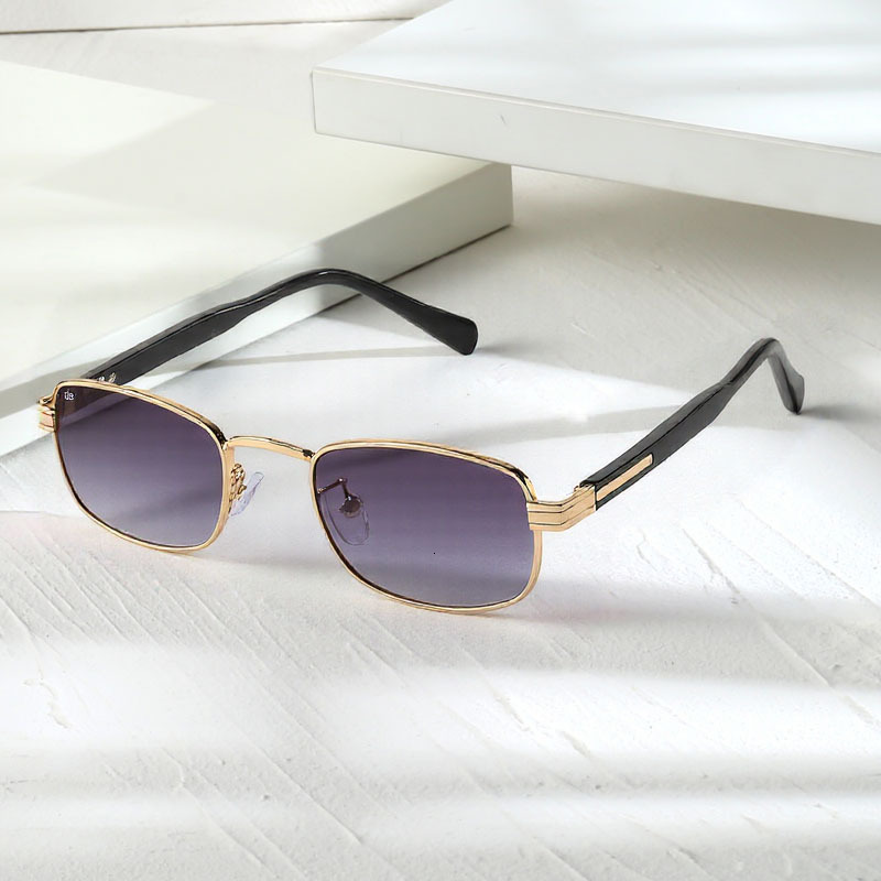 Luxury Brand Designer Sunglasses New Trendy Retro Metal Square Small-Frame Sunglasses, Ins-Style Personalized Casual Simple Driving Sun Protection G