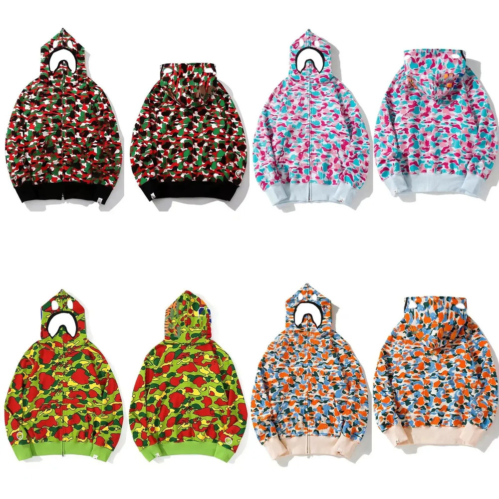 Bapestahoddie Hoodie Women Y2k Clothes Designer A Bathe Ape Camo Zip Up Baphoodie Jacket Men Streetwear Hoody Multi Color Camouflage Shark Head Zipp