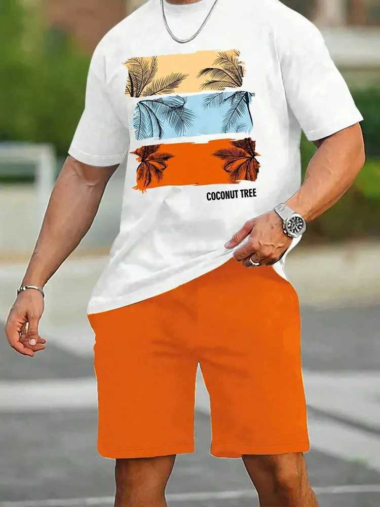 Vibrant Summer Men's 2 Piece Set Hawaiian Chic Casual Men's T-shirt Outdoor Beach Men's Shorts 3D Printed O-neck Short Sleeves T26092