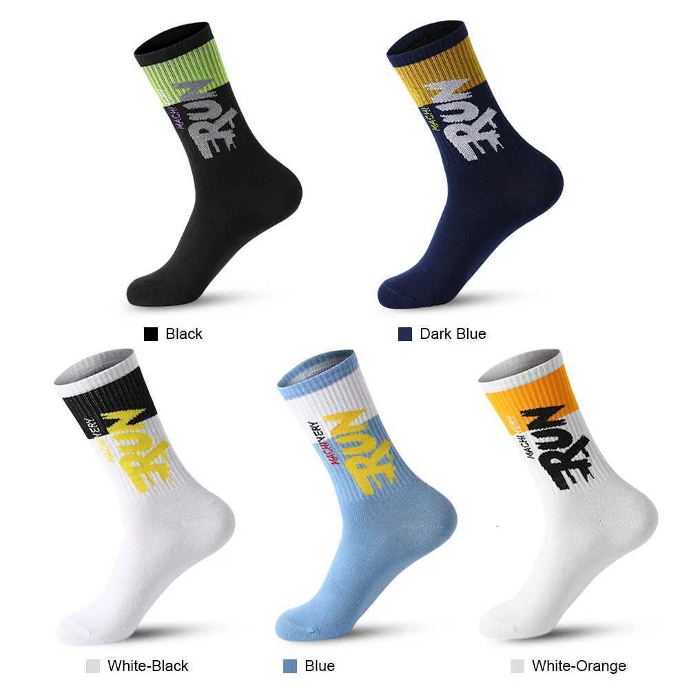 Sports Socks 5 Pairs Men's Long Socks Street Style Graffiti 100% Cotton Running Sports Hiking Socks Four Season Anti-Odor Campaign Tube Socks Q