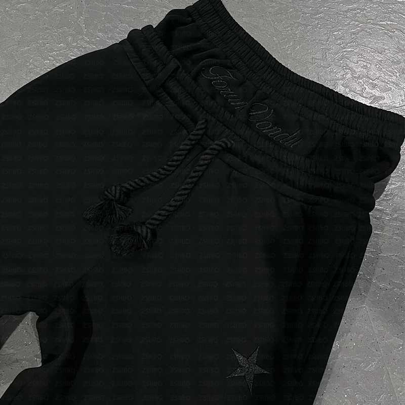 Men's Pants Double Waisted Sweatpants Harajuku Loose Y2K American Solid Color Star Letter Embroidery Casual Pants Hip Hop dr1 Jogger D260924