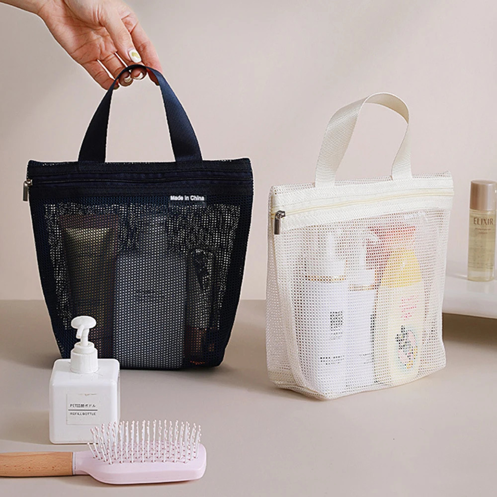 Mesh Makeup Toiletry Storage Bags Handbags Portable Travel Washing Body Shower Tools Organizer Hanging Cosmetic Organizer Pouch 260923