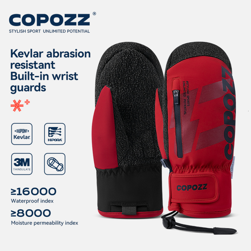 COPOZZ Thicken Ski Gloves Winter Men Women Thinsulate Thermal Snowboard Waterproof Warm Mittens w260923