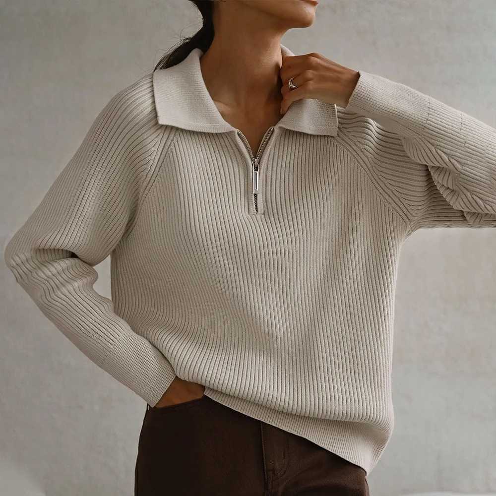 Women's Sweaters Women Pullovers New Long Sleeve Turn Down Collar Knit Sweater Pullover Women Tops Sweaters Sueter Feminino H260923