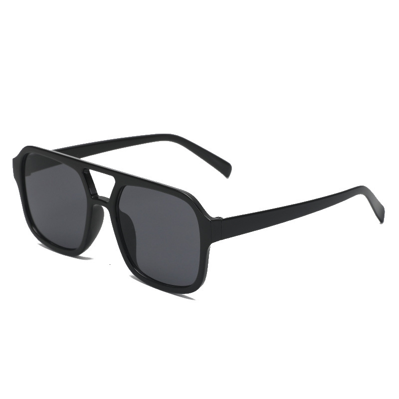 Brand Luxury Designer Sunglasses Double-Bridge Large-Frame European And American Style Women's Sunglasses, Square, Unique, Uv-Protective, Vinta
